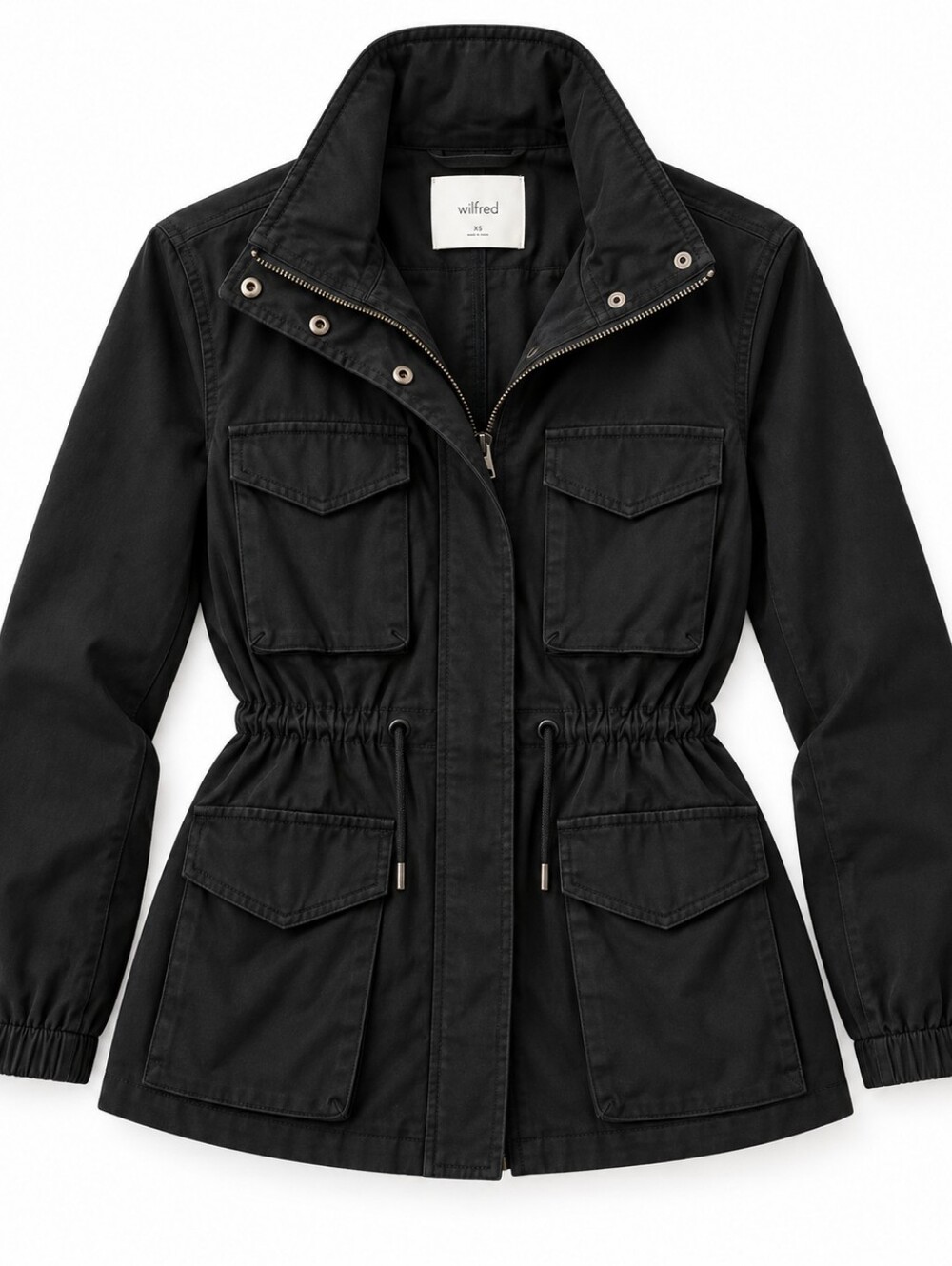Aritzia Wilfred Black Utility Jacket | Chic Fall Cinched Waist Coat